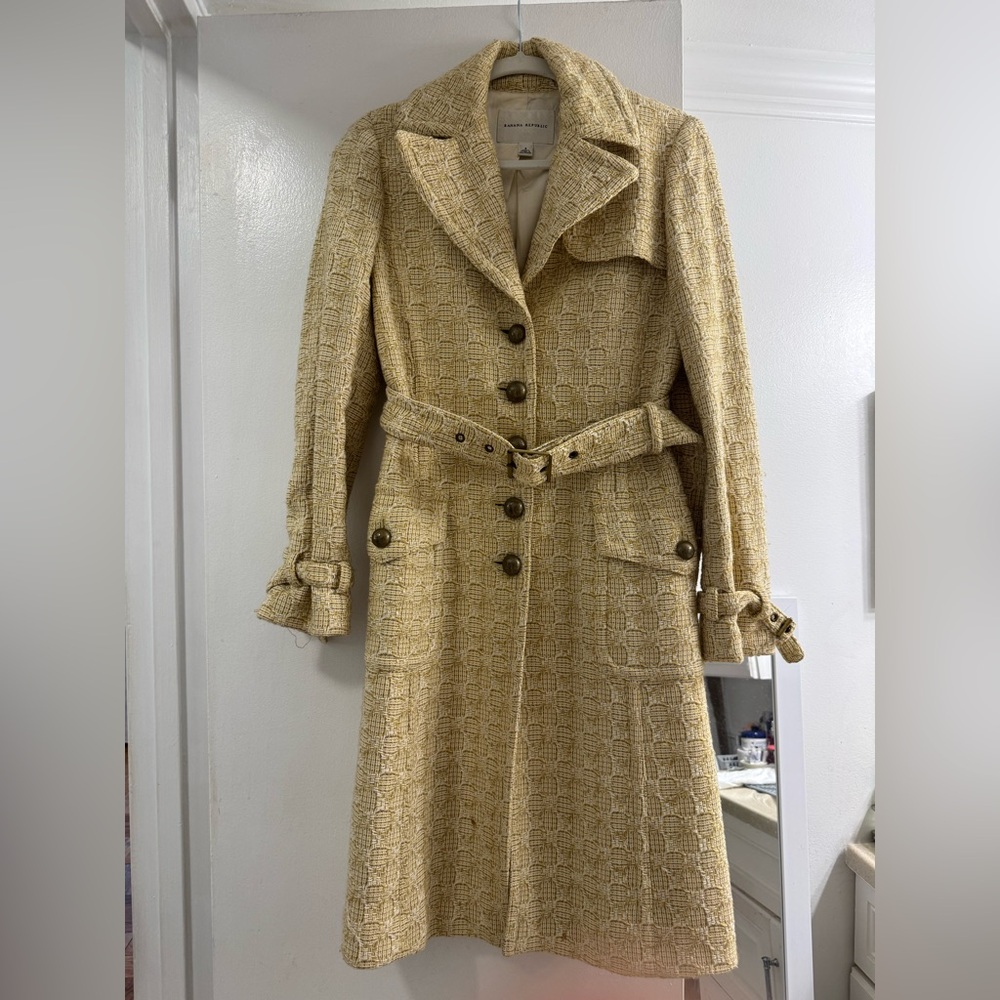 Vintage Banana Republic long Cotton Textured Trench Coat